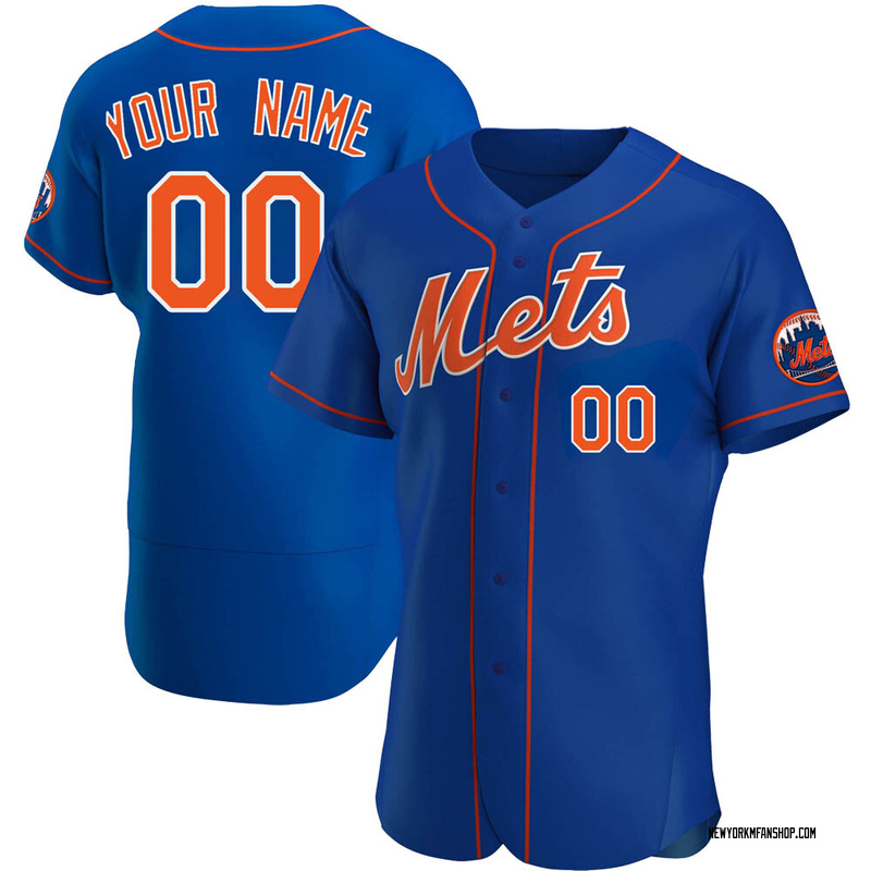 Custom Men's New York Mets Alternate Road Jersey Royal Replica