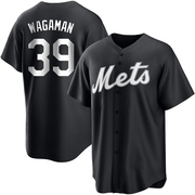 Eric Wagaman Men's New York Mets Jersey - Black/White Replica