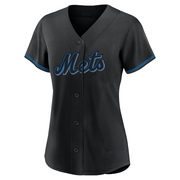 Eric Wagaman Women's New York Mets Fashion Jersey - Black Replica